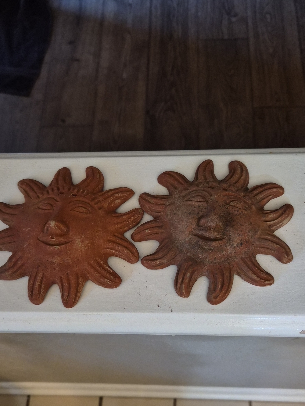 Rustic Sun Face Wall Décor Pair - Terracotta Finish 2pcs.